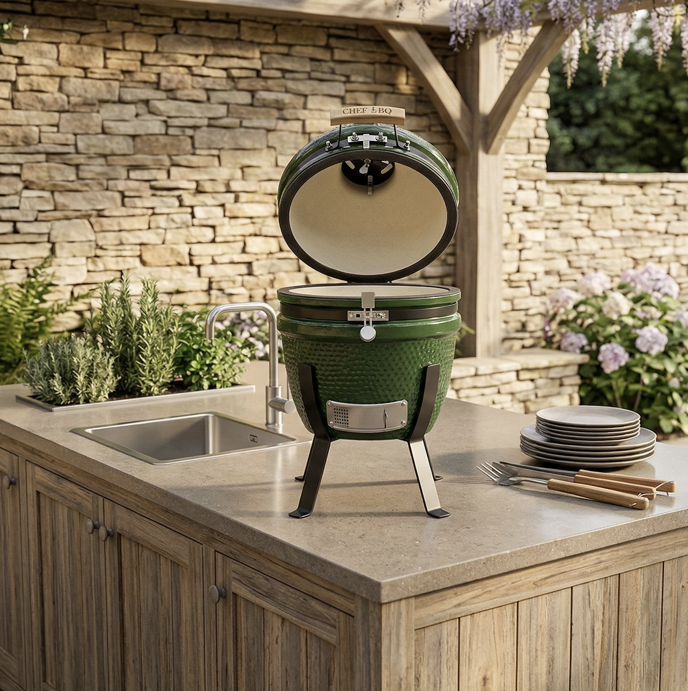 kamado sur plan de travail