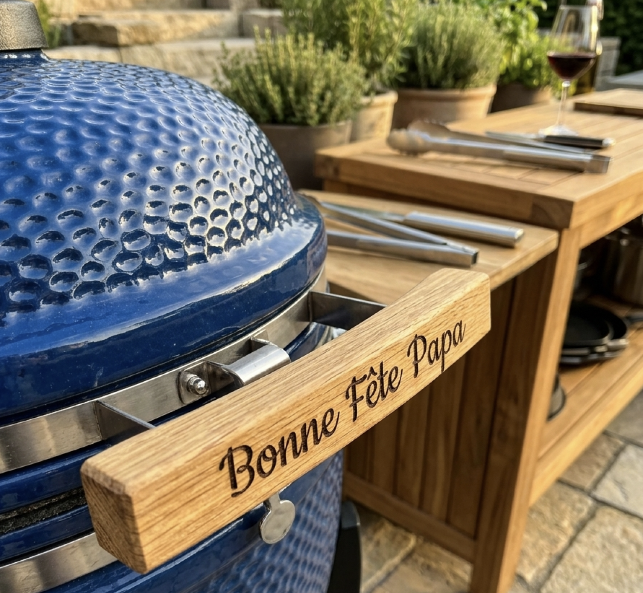 Kamado poignée personnalisée
